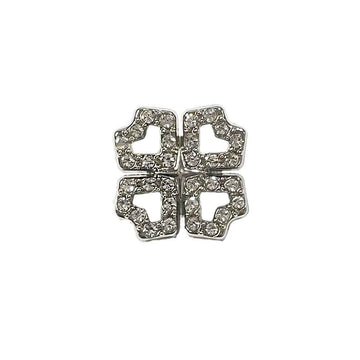 Four-Leaf Clover crystal metal shank buttons, silver tone, 4-piece cluster
