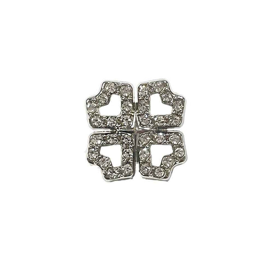 Four-Leaf Clover crystal metal shank buttons, silver tone, 4-piece cluster