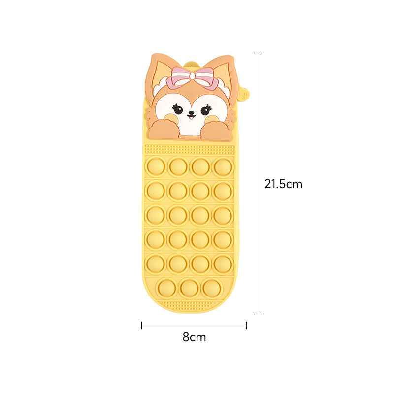 Silicone Cute Fox Pencil Case – Stress Relief Squeeze Toy Pen Bag
