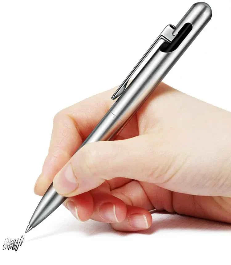 GNASEET Brushed Stainless Steel All-Metal Ballpoint Pen