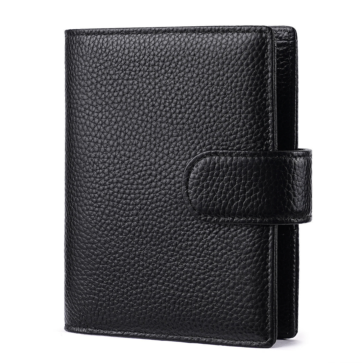 A7 Leather Pocket Notebook Wallet 6-Ring Binder Card,Cash & Coin Slots Black