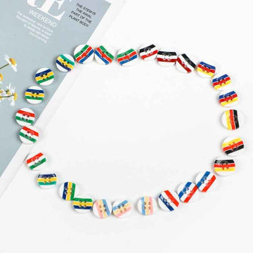 11.5mm ronde knopen met vier gaten, kleurrijke strepen (blauw/rood/geel/grün)
