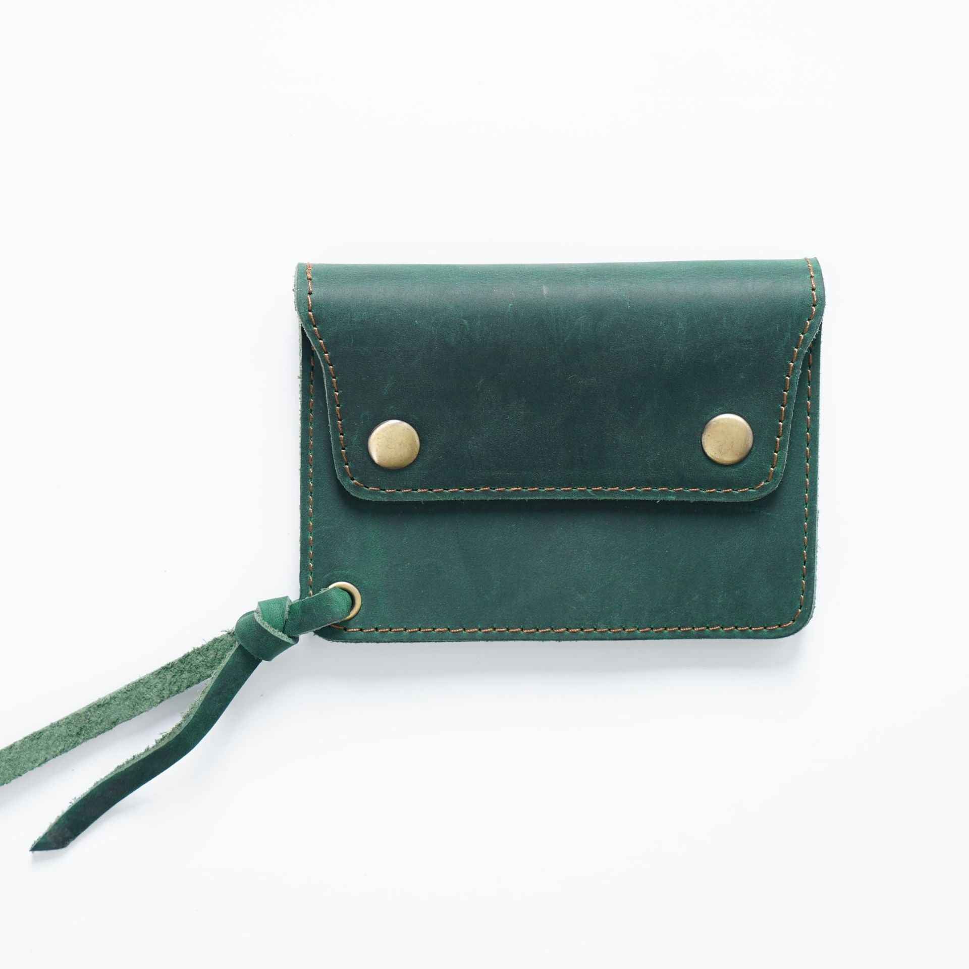 Handmade Crazy Horse Leather Card Holder Wallet Green