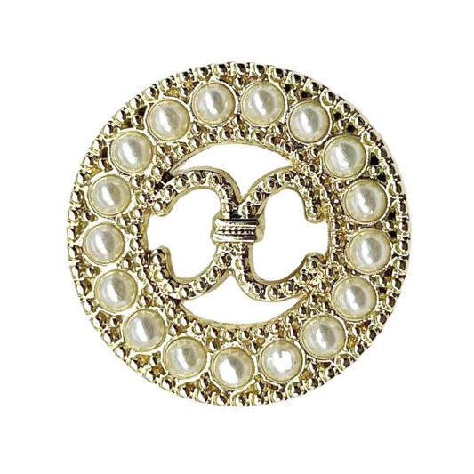 Gold Silver Round Hollow Double C-Ring Pearl Metal Shank Buttons 10pcs Gold