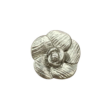 3D five-petal flower metal shank button, silver tone