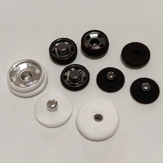 13-28mm White Black Fabric Covered Invisible Metal Snap Buttons 20pcs