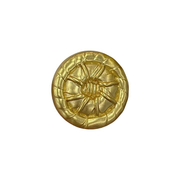 Gold round 3D metal shank button with embossed floral leaf pattern