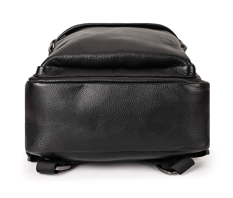 Black Genuine Leather Business Laptop Men's Backpack