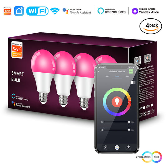 Tuya Smart LED Bulb E27 9W, WiFi & Bluetooth RGB Color Changing Light