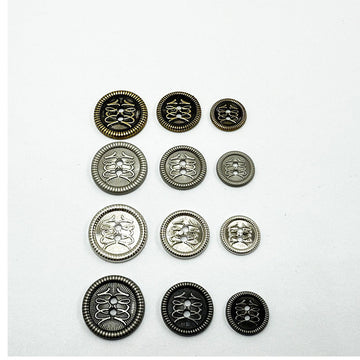 Vintage two-hole metal buttons, 12/15/18mm, flower filigree design (mixed tones)
