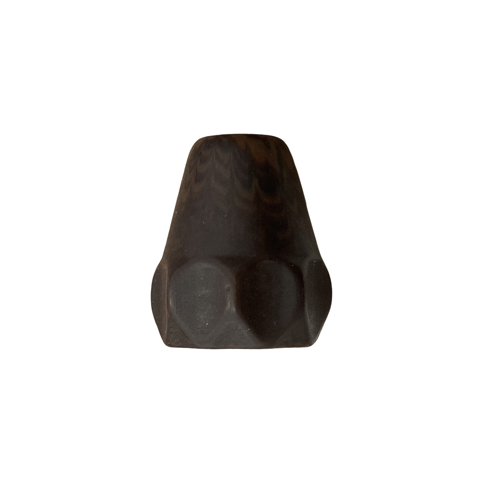 Black bell-shaped cord end stopper with single hole, resin