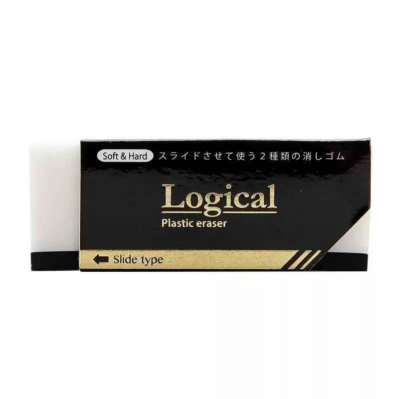 Nakabayashi Logical Plastic Eraser Slide Type Soft & Hard 2 Pack
