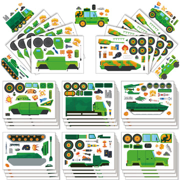 Make a Face Military Truck Tank Stickers for Kids 24 Sheets
