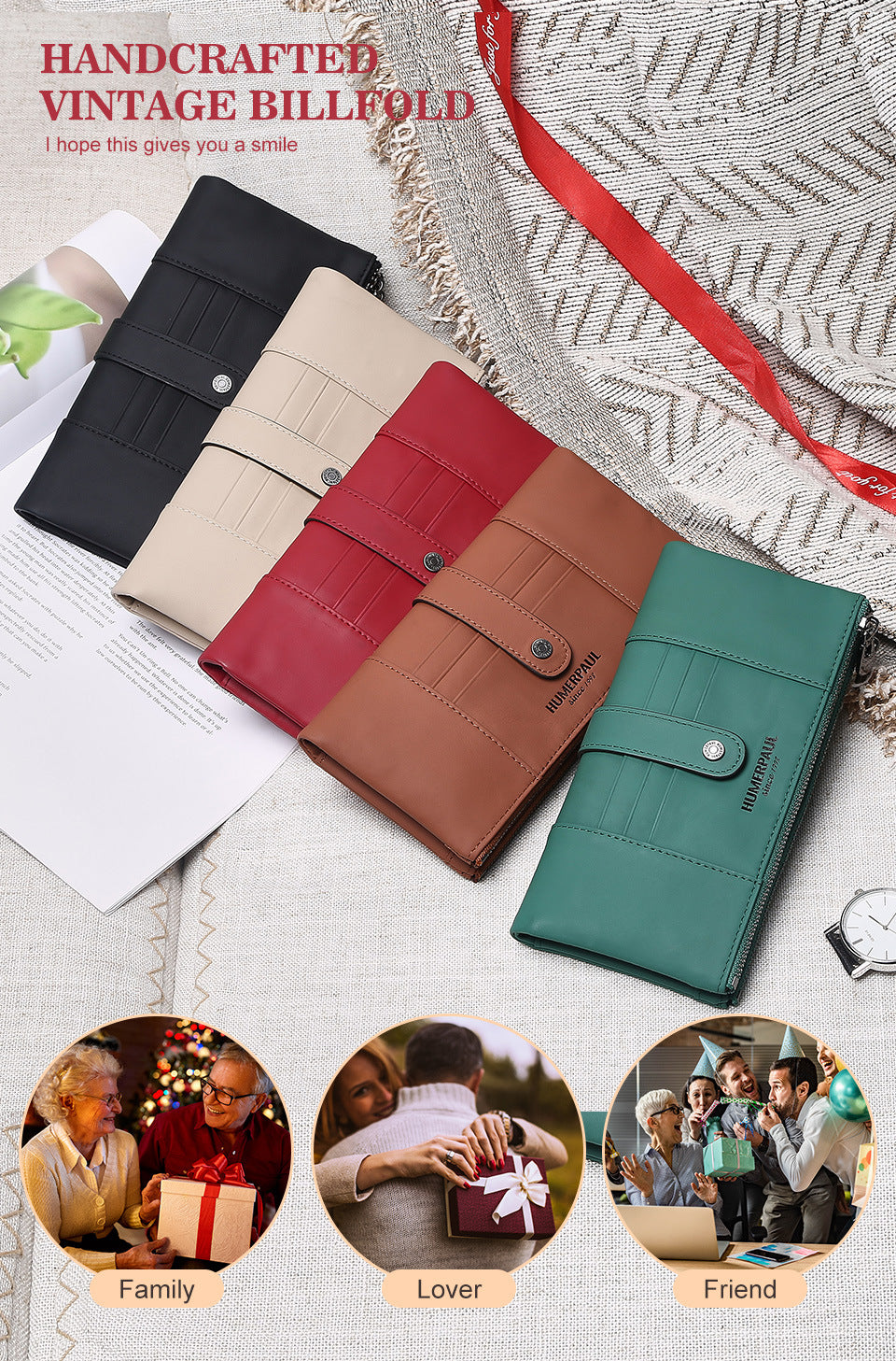 Women's Genuine Leather Long Wallet — RFID Blocking Clutch