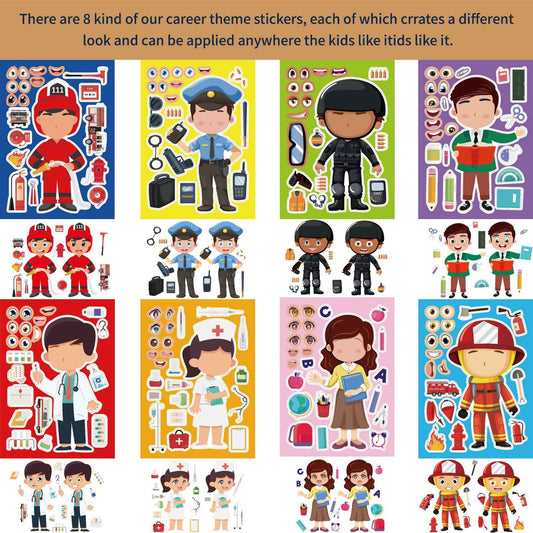 Make a Face Cartoon Role Stickers for Kids 24 Sheets