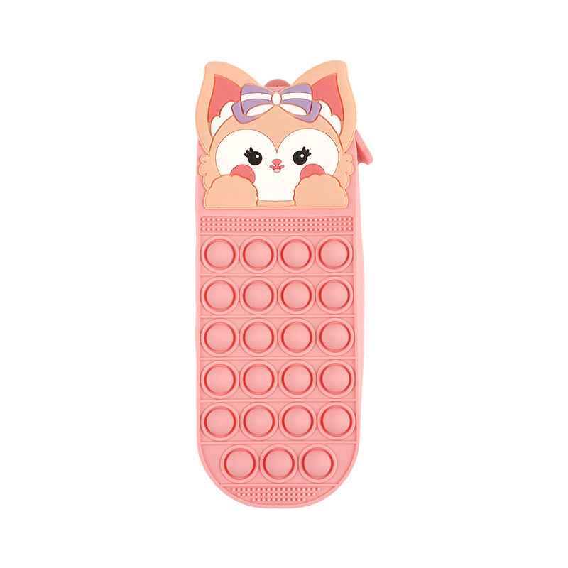 Silicone Cute Fox Pencil Case – Stress Relief Squeeze Toy Pen Bag