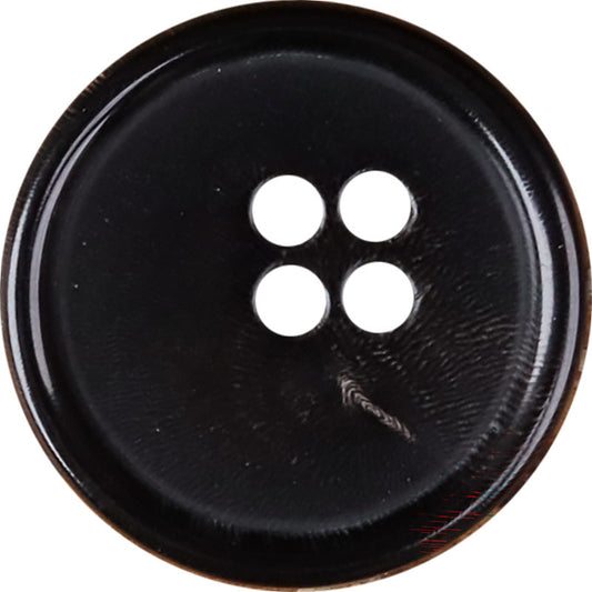 Black 4-hole round button with slim edge and glossy finish
