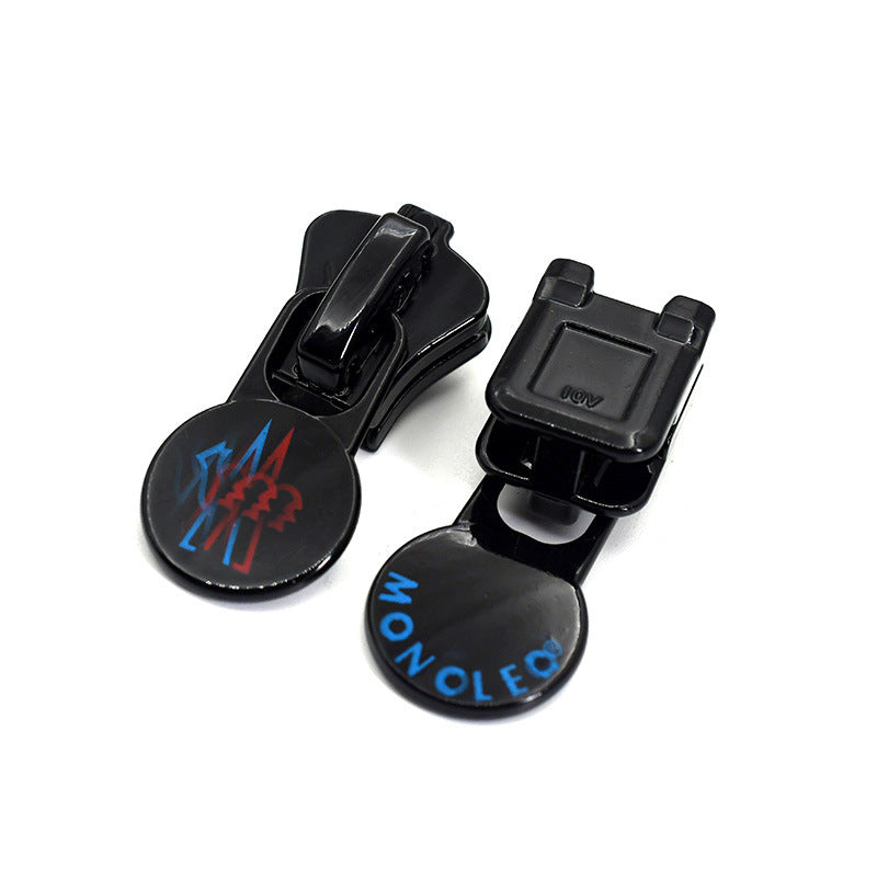 Jacket zipper pulls set—black molded YKK Vislon #10 with round pull tabs, 2 pieces