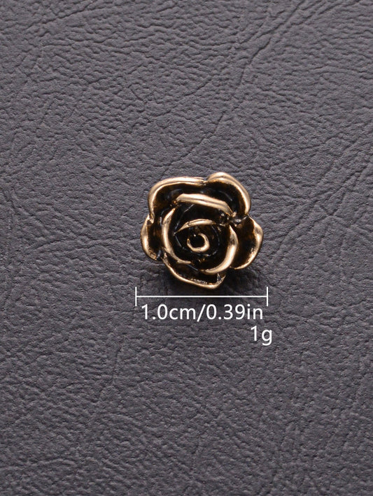 Vintage-Rosen-Knopf (Gold) mit Metallschlaufe, ca. 10 mm