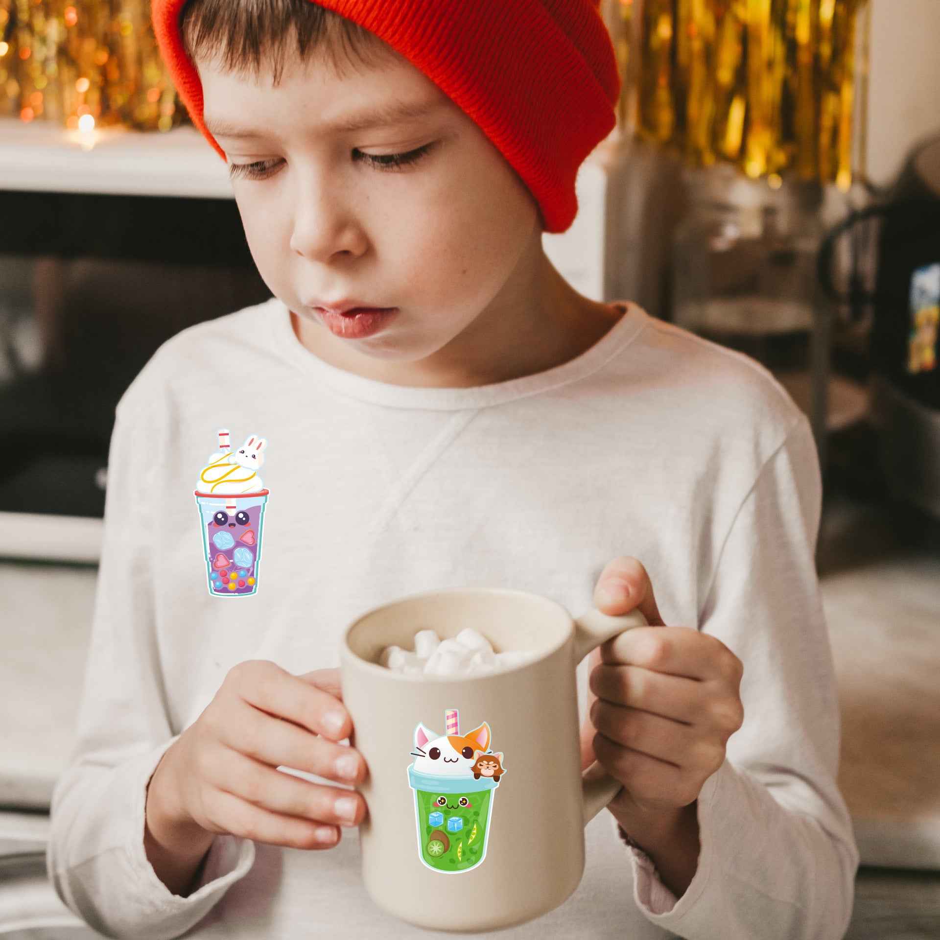 Make a Face Bubble Tea Stickers for Kids 24 Sheets