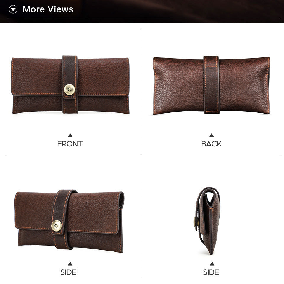 Full-Grain Leather Glasses Case – Handcrafted Magnetic Closure Sunglasses Storage Box