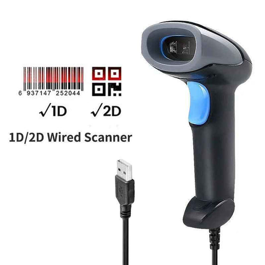 Wireless & USB Wired 1D 2D QR Handheld Barcode Scanner Wired