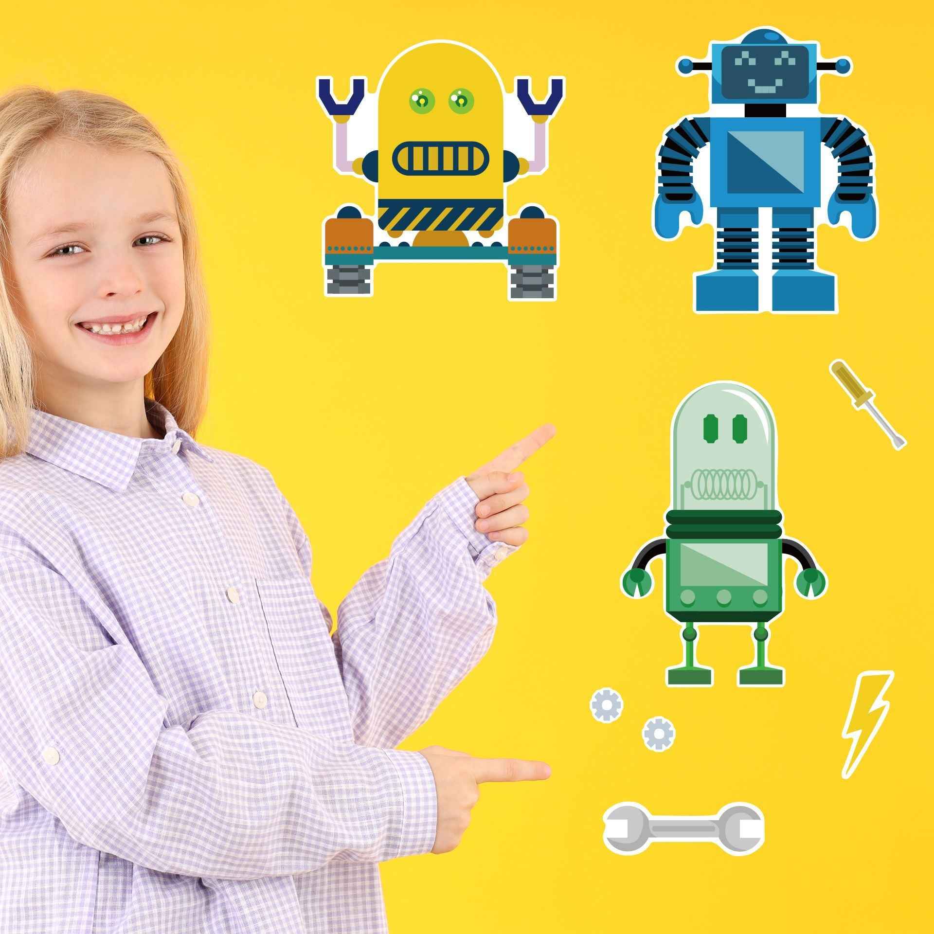 Make a Face Robot Stickers for Kids 24 Sheets