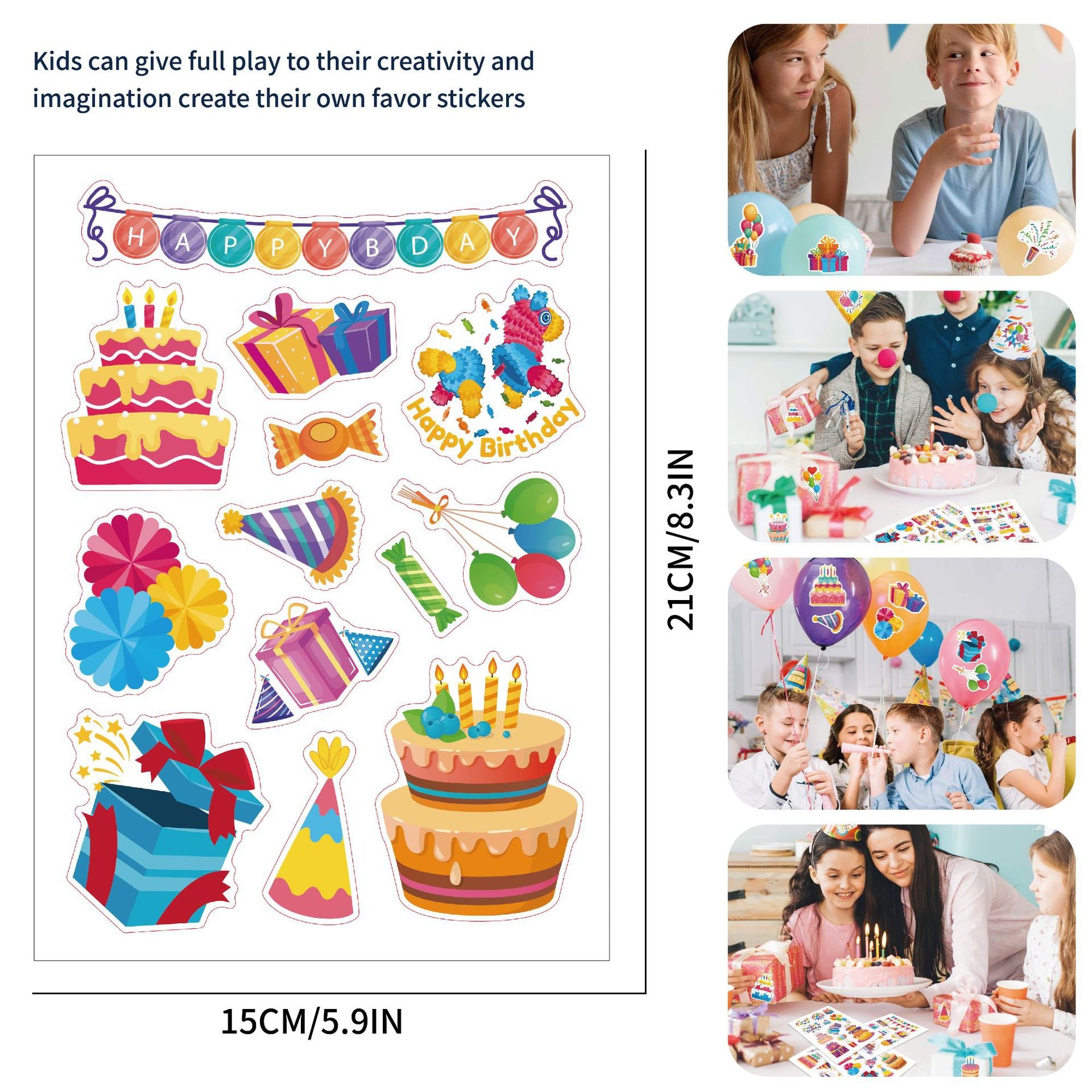 32 Sheets Happy Birthday Party Make Your Own Stickers for Kids - TTpen