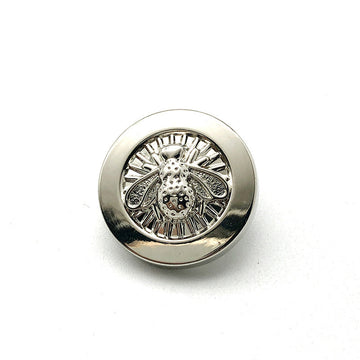 20mm Metall-Überzugknopf, rund, Bienenmuster, silberfarben mit Schaft