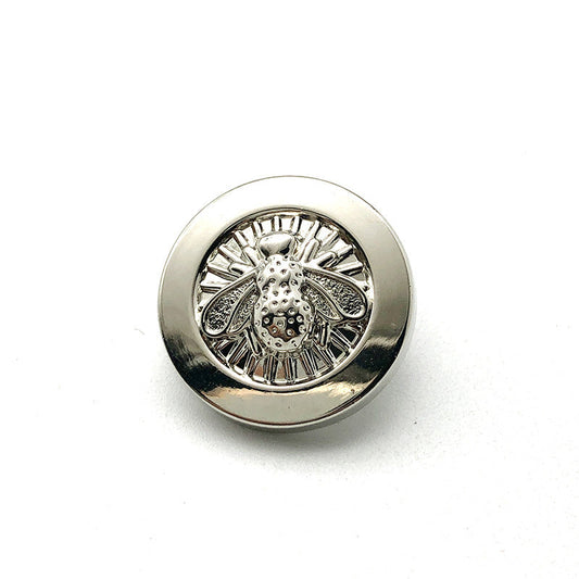 20mm Gold Silver Round Bee Pattern Metal Shank Buttons 20pcs Silver