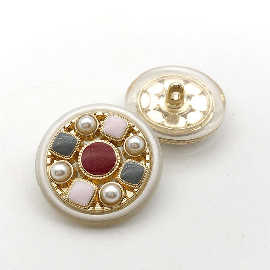 22mm Gold Round Square Rhinestone Metal Shank Buttons 10pcs 4