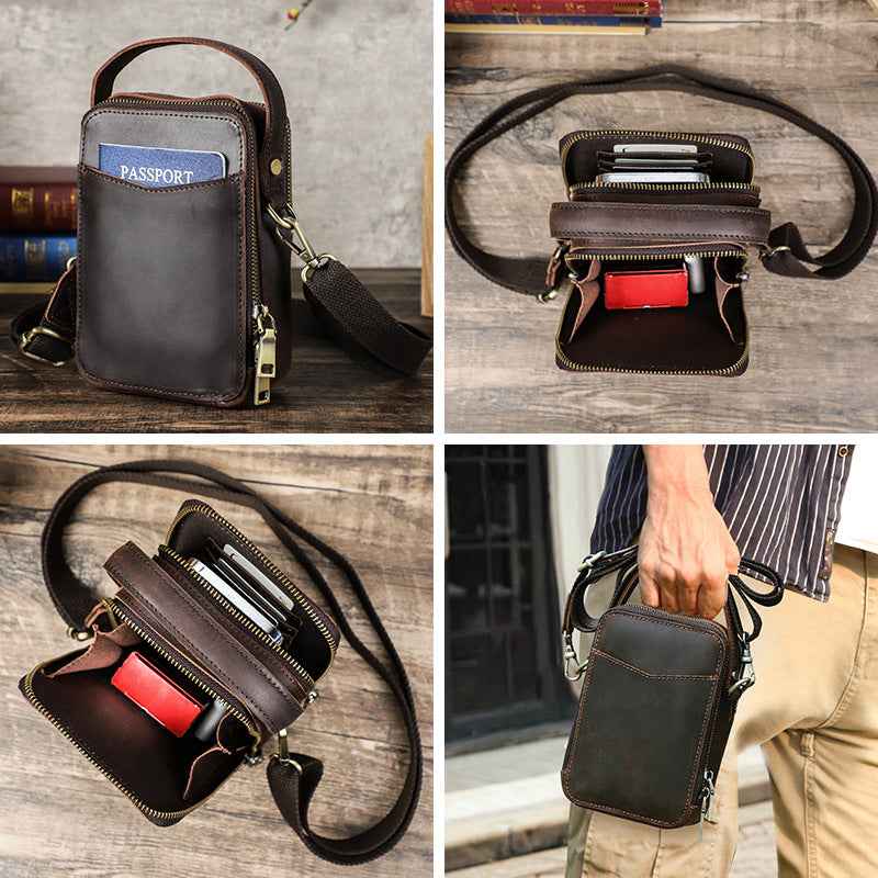 Contacts Family Leather Phone Pouch – Vintage Crossbody Bag
