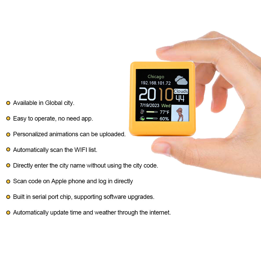 Desktop Mini WiFi Weather Station Clock 1.54 Inch Display