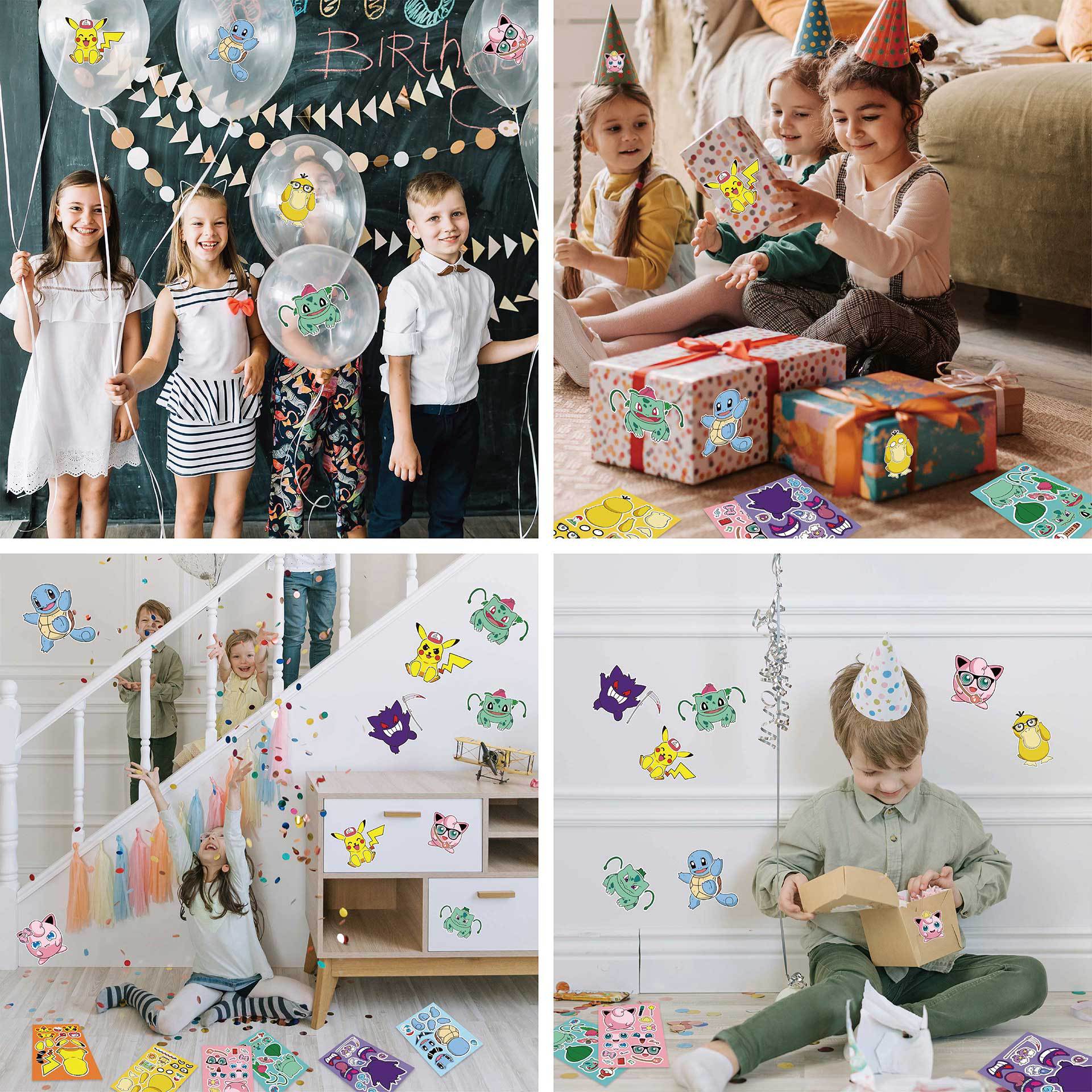 24 Sheets Pokemon Make a Face DIY Stickers for Kids
