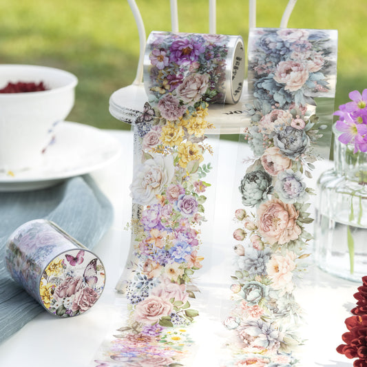 6 Rollen Bloemen Seizoenen PET Tape voor Journaling Scrapbooking Doe-Het-Zelf Decoratie