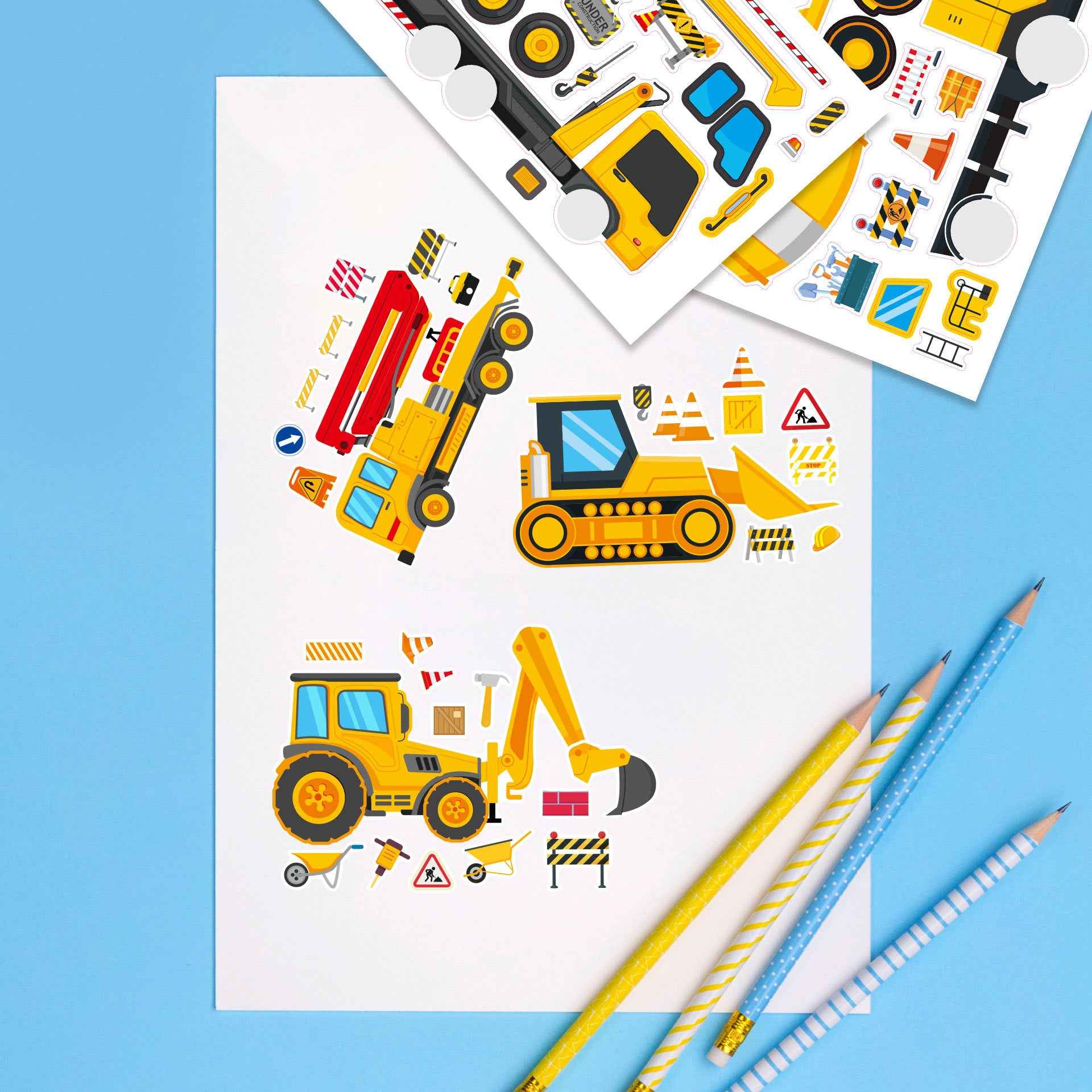 Make a Face Engineering Vehicle Stickers for Kids 24 Sheets