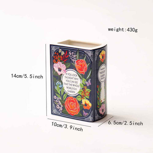 Ceramic Book-Shaped Decorative Planter for Home Decor Book Lovers