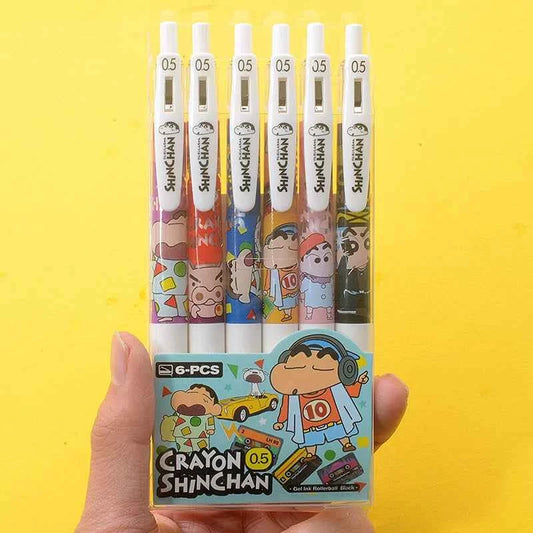 KOOKEI Crayon Shin-Chan Gel Pen 6-Pack 0.5mm Black