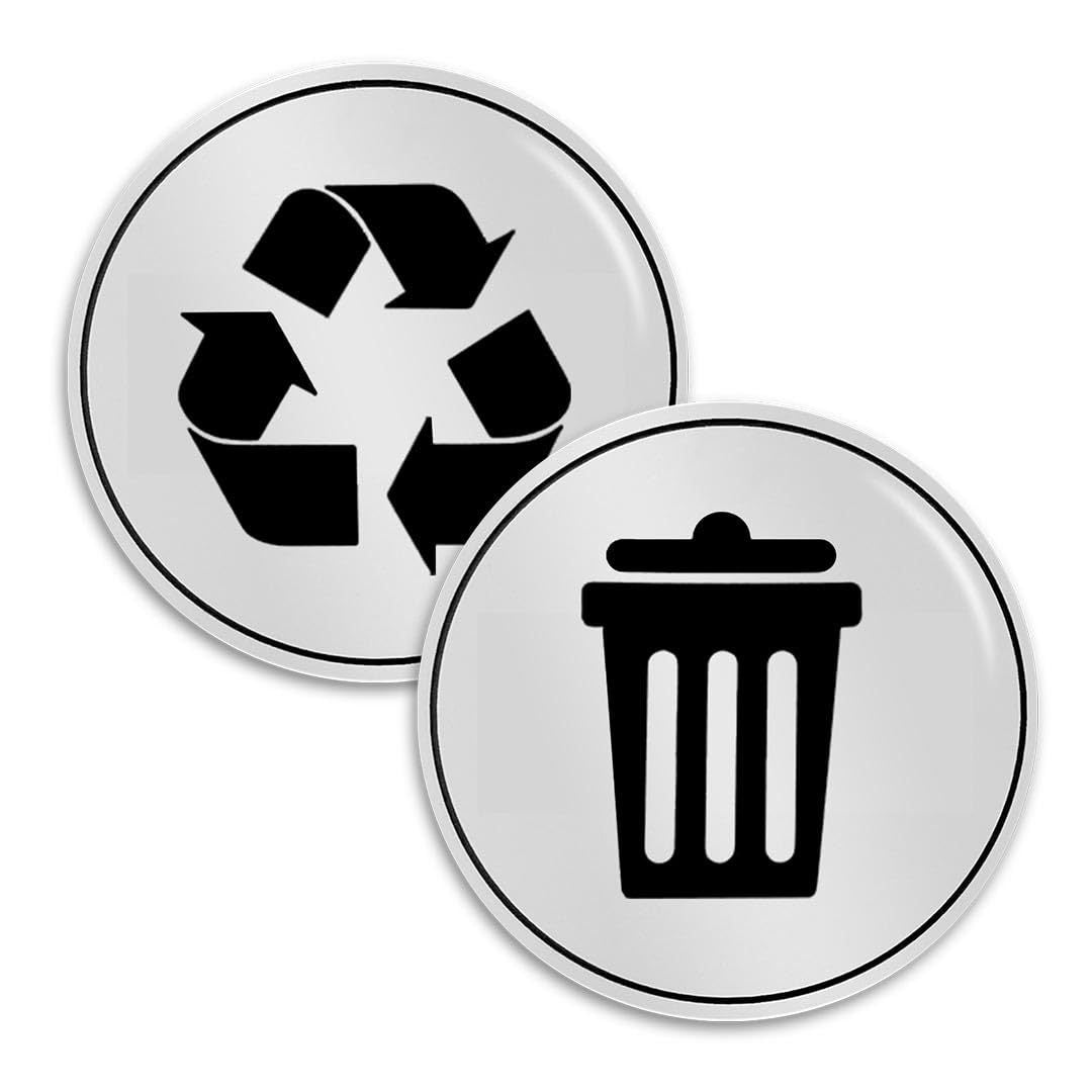 10 Stück Müll- und Recycling-Aufkleber 3x3 Zoll rund UV-stabil wetterfest