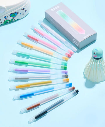 KACO BASE Acrylic Ink Gel Pen | 0.8mm Art & Journal Pen | 12-Color Set