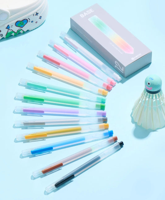 KACO BASE Acrylic Ink Gel Pen | 0.8mm Art & Journal Pen | 12-Color Set