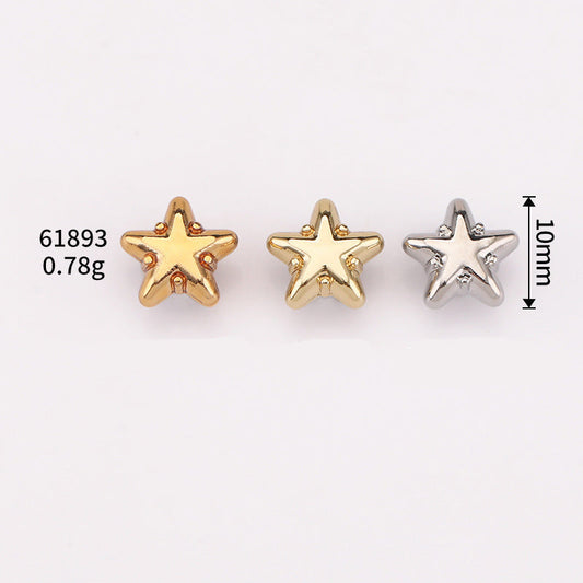10mm star metal shank buttons: gold, light gold, and nickel silver (set view)