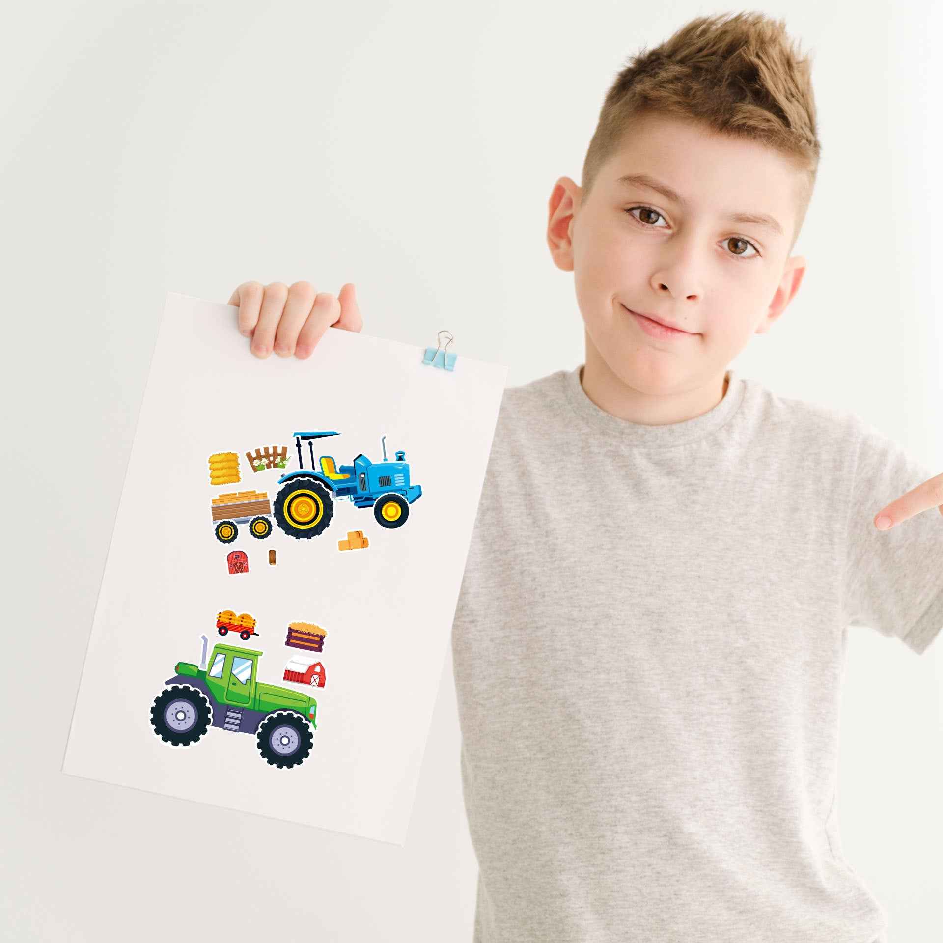 Make a Face Farm Tractors Stickers for Kids 24 Sheets