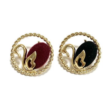 Swan flocked metal shank buttons, gold edge; black and red variants shown