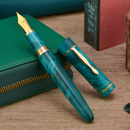 Asvine C2000 Stabilized Wood Fountain Pen | Oversized #8 Nib | Twist Converter Filling