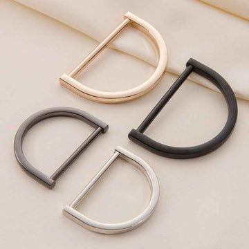 Metal D-ring strap adjuster buckles, assorted finishes: cream, gray, black
