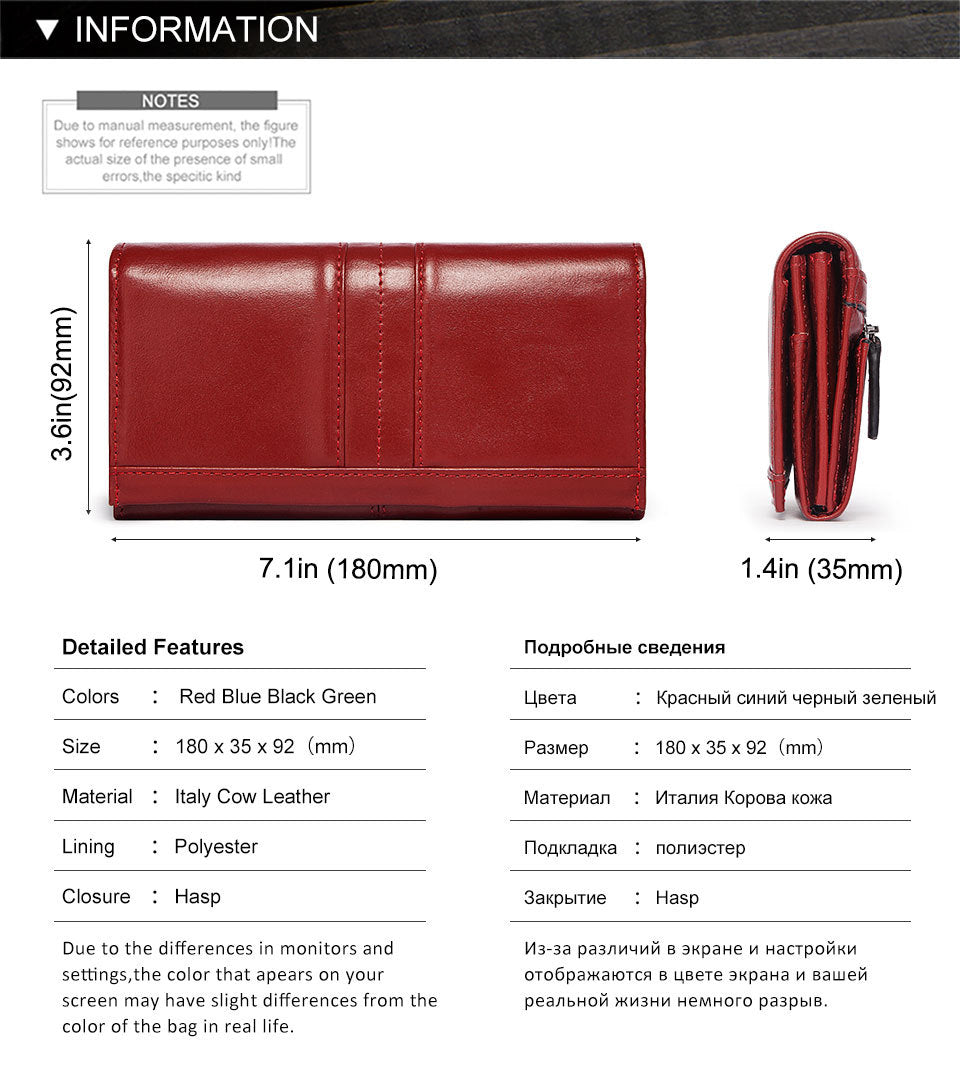 Genuine Leather RFID Blocking Clutch Long Ladies Wallet
