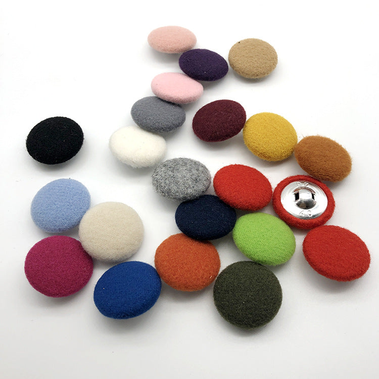 28mm round fabric-covered buttons set, mixed colors with silver snap hardware (20 pcs)