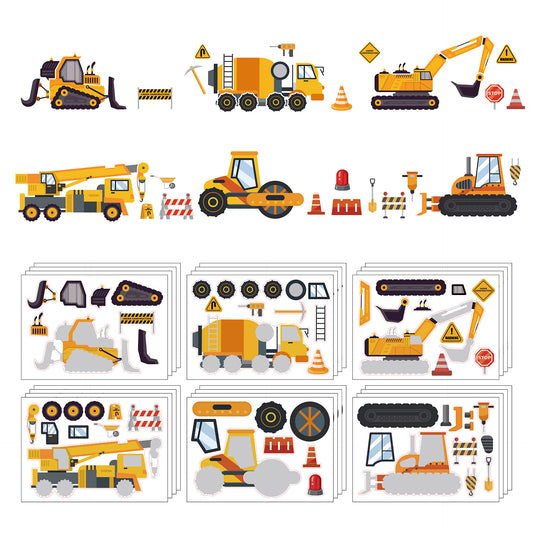 24 Sheets Engineering Vehicles Make Your Own Stickers for Kids