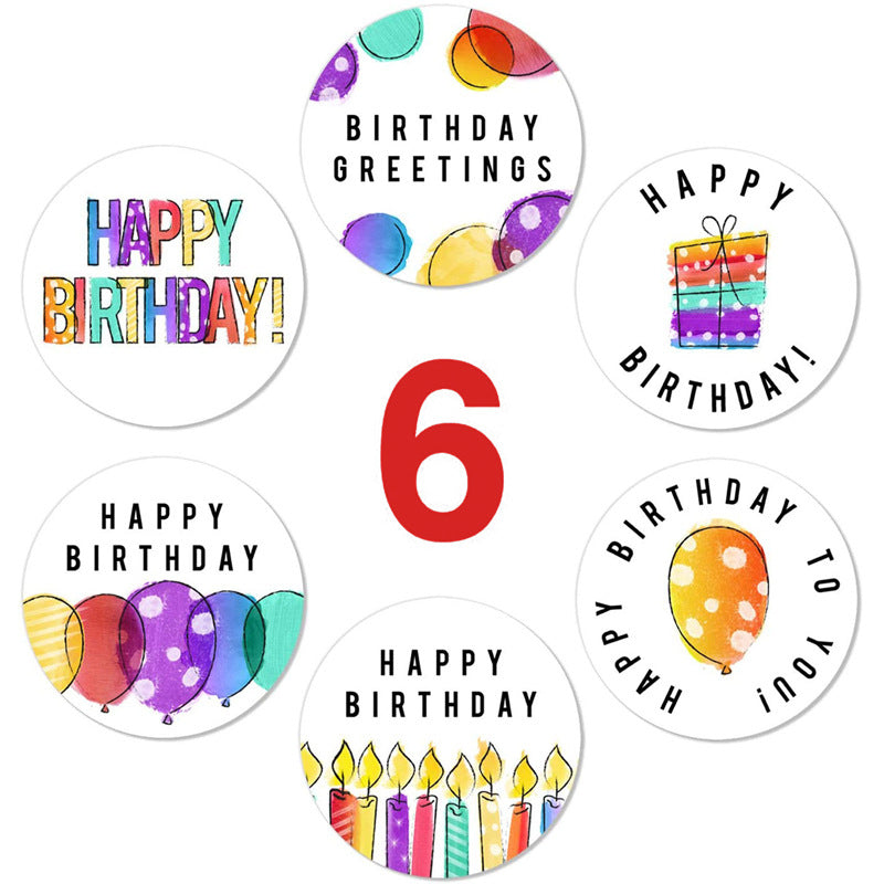 500 Labels Happy Birthday Stickers Round 1.5 inch